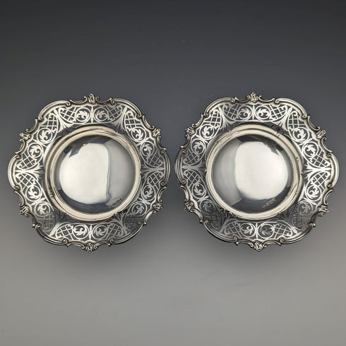 1910年 英国アンティーク 純銀製コンポート ペア 直径14cm 計328g Mappin & Webb